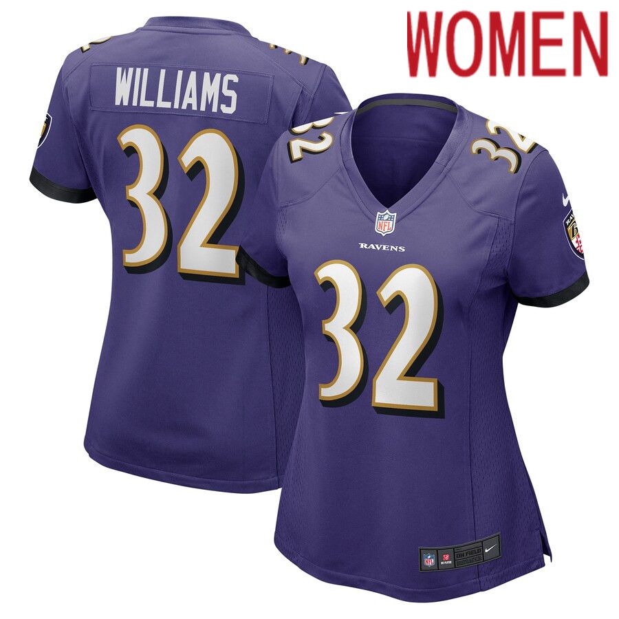 Women Baltimore Ravens #32 Marcus Williams Nike Purple Game NFL Jersey->women nfl jersey->Women Jersey